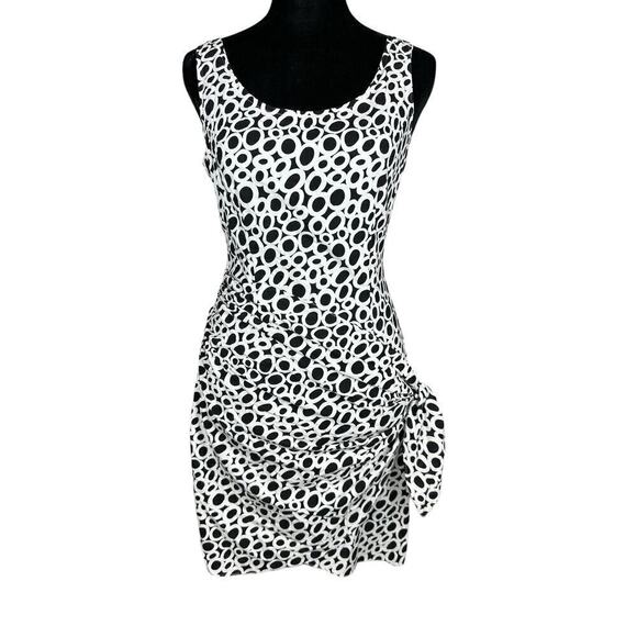 DBA LA Dresses & Skirts - Vintage DBA-LA Sun Dress Overlap Wrap Tie Body Flattering Size S Black & White
